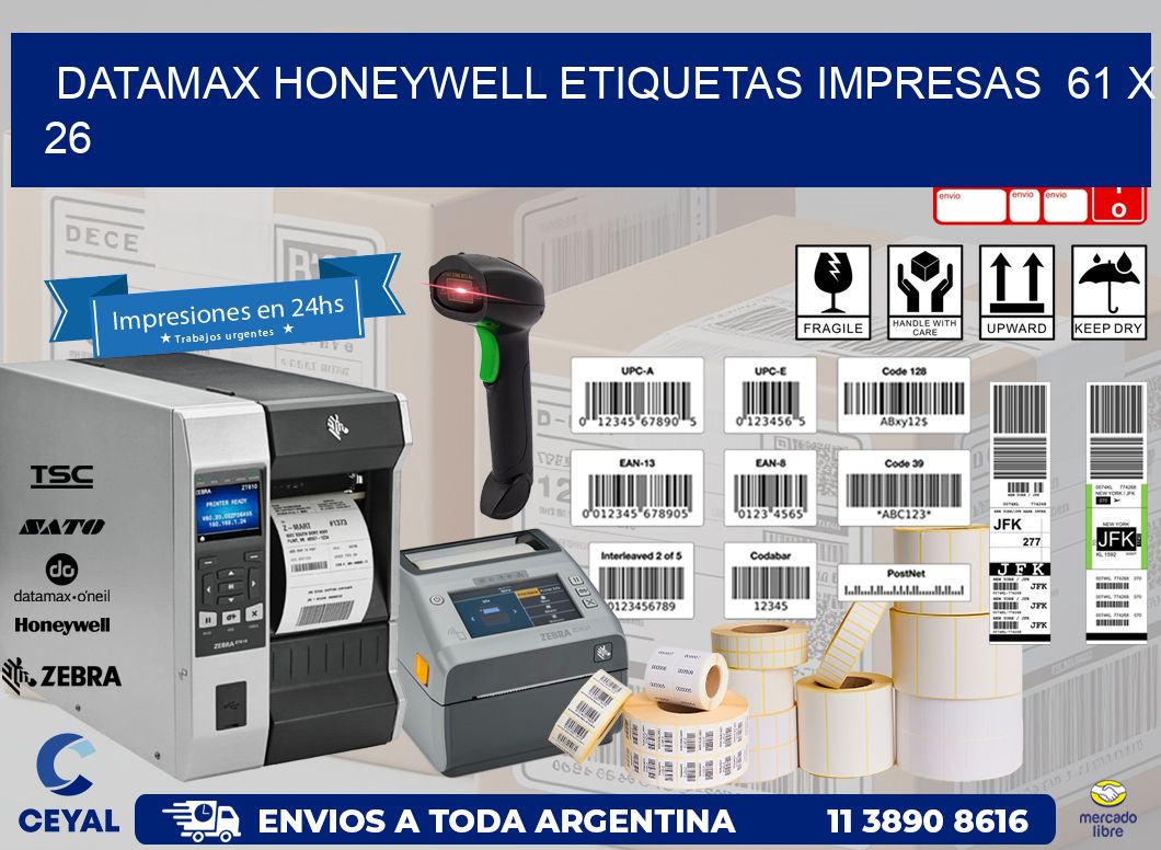 DATAMAX HONEYWELL ETIQUETAS IMPRESAS  61 x 26