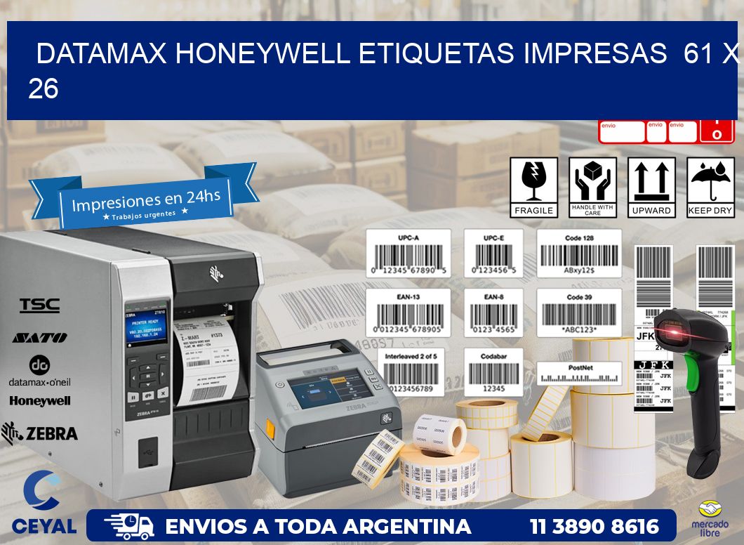 DATAMAX HONEYWELL ETIQUETAS IMPRESAS  61 x 26