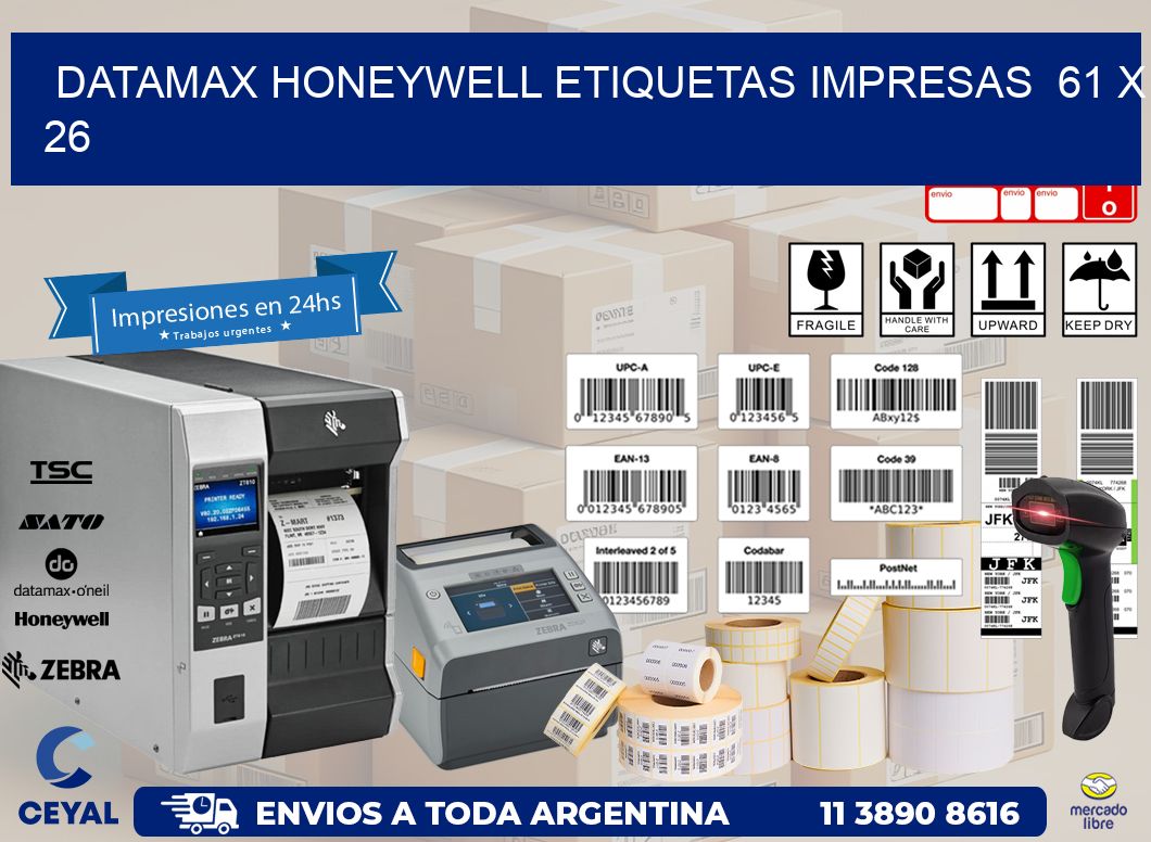 DATAMAX HONEYWELL ETIQUETAS IMPRESAS  61 x 26