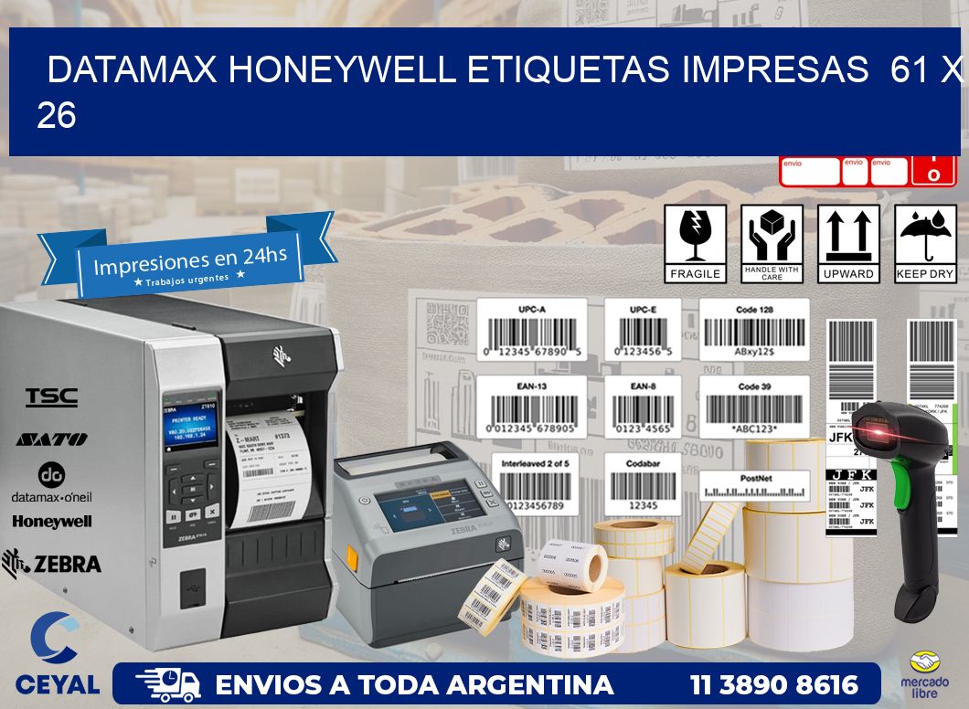 DATAMAX HONEYWELL ETIQUETAS IMPRESAS  61 x 26