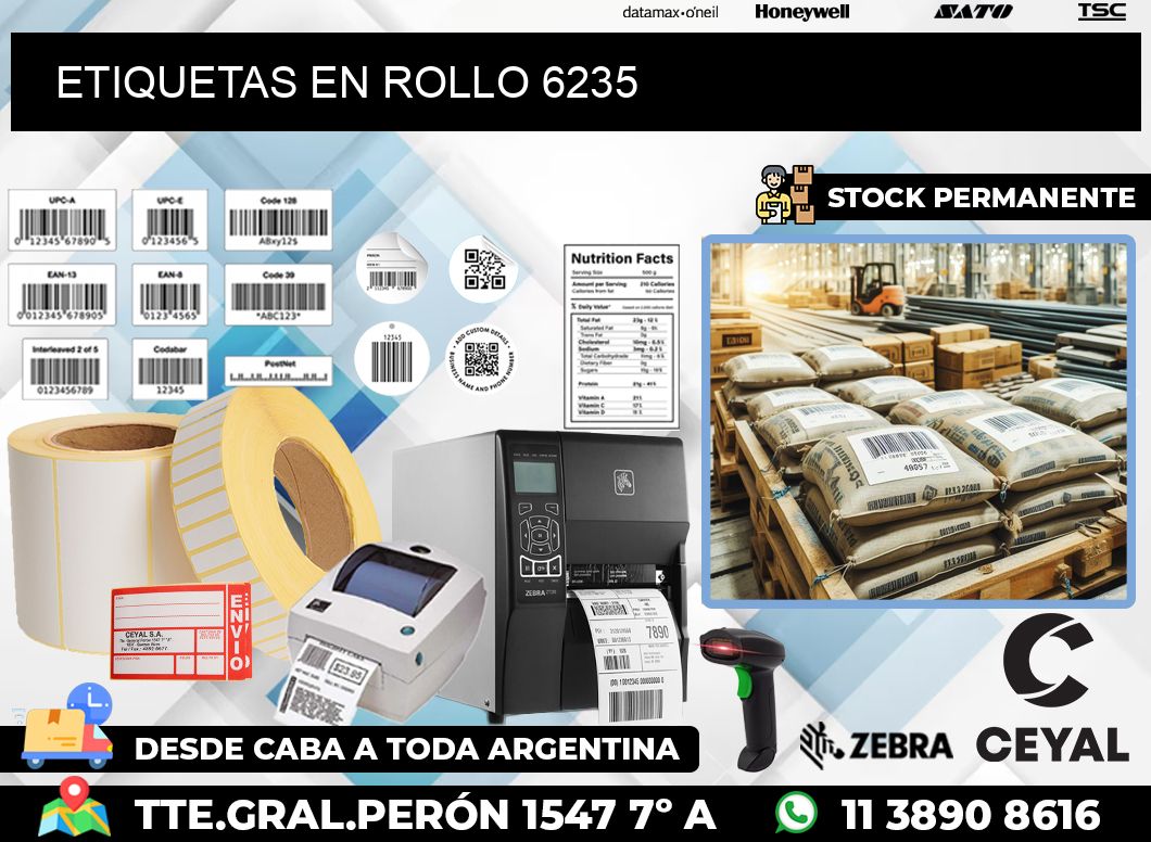 ETIQUETAS EN ROLLO 6235