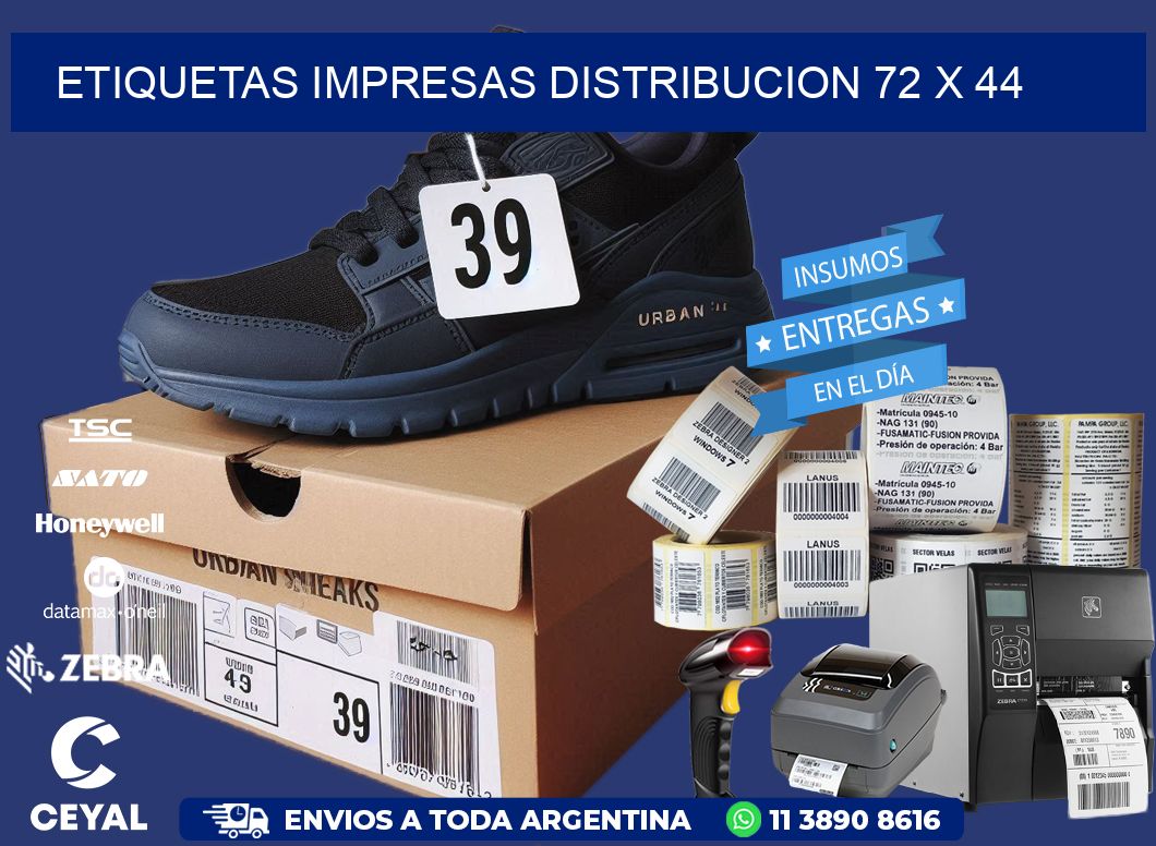 ETIQUETAS IMPRESAS DISTRIBUCION 72 x 44