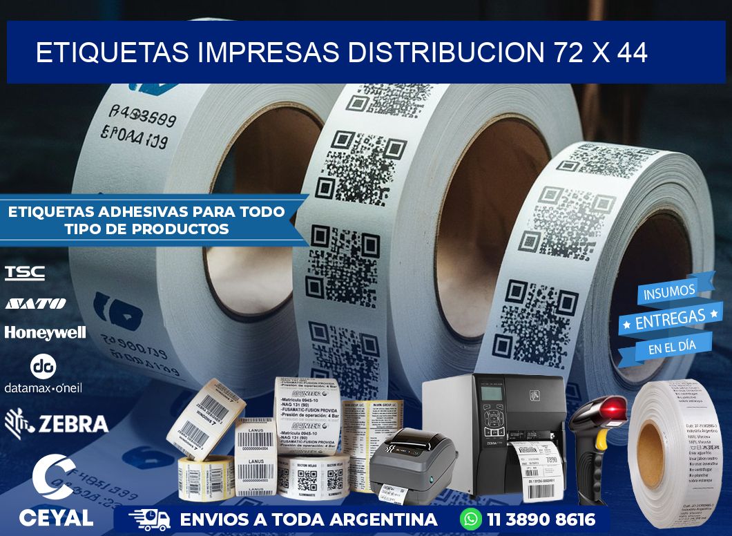 ETIQUETAS IMPRESAS DISTRIBUCION 72 x 44