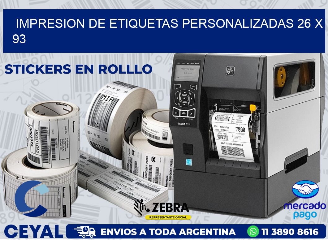 IMPRESION DE ETIQUETAS PERSONALIZADAS 26 x 93