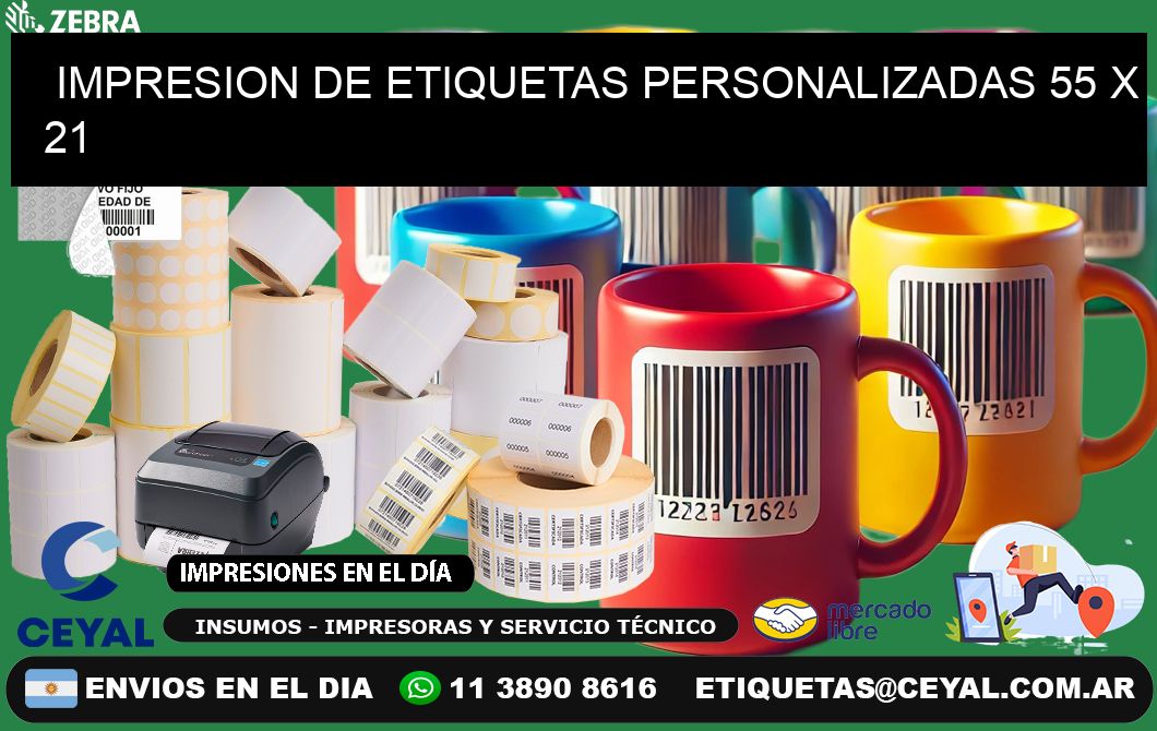 IMPRESION DE ETIQUETAS PERSONALIZADAS 55 x 21