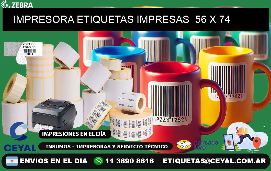 IMPRESORA ETIQUETAS IMPRESAS  56 x 74