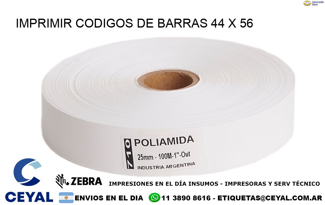 IMPRIMIR CODIGOS DE BARRAS 44 x 56