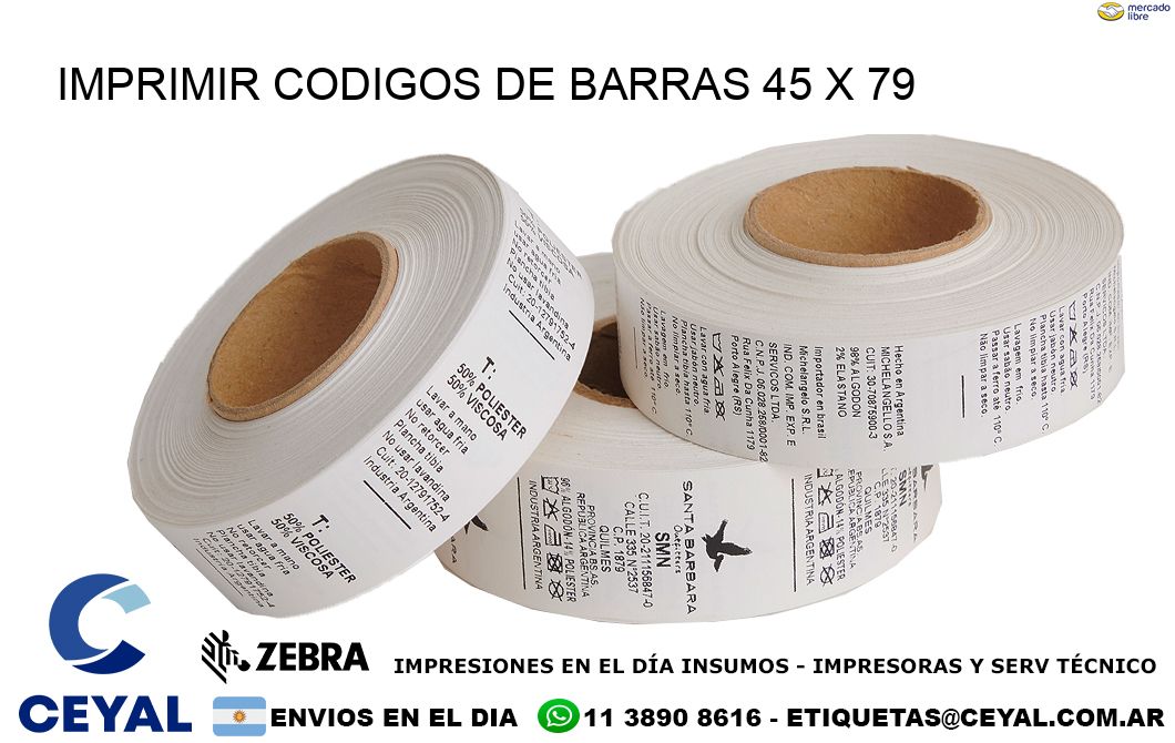 IMPRIMIR CODIGOS DE BARRAS 45 x 79