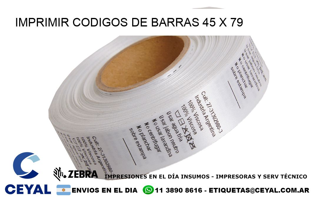 IMPRIMIR CODIGOS DE BARRAS 45 x 79