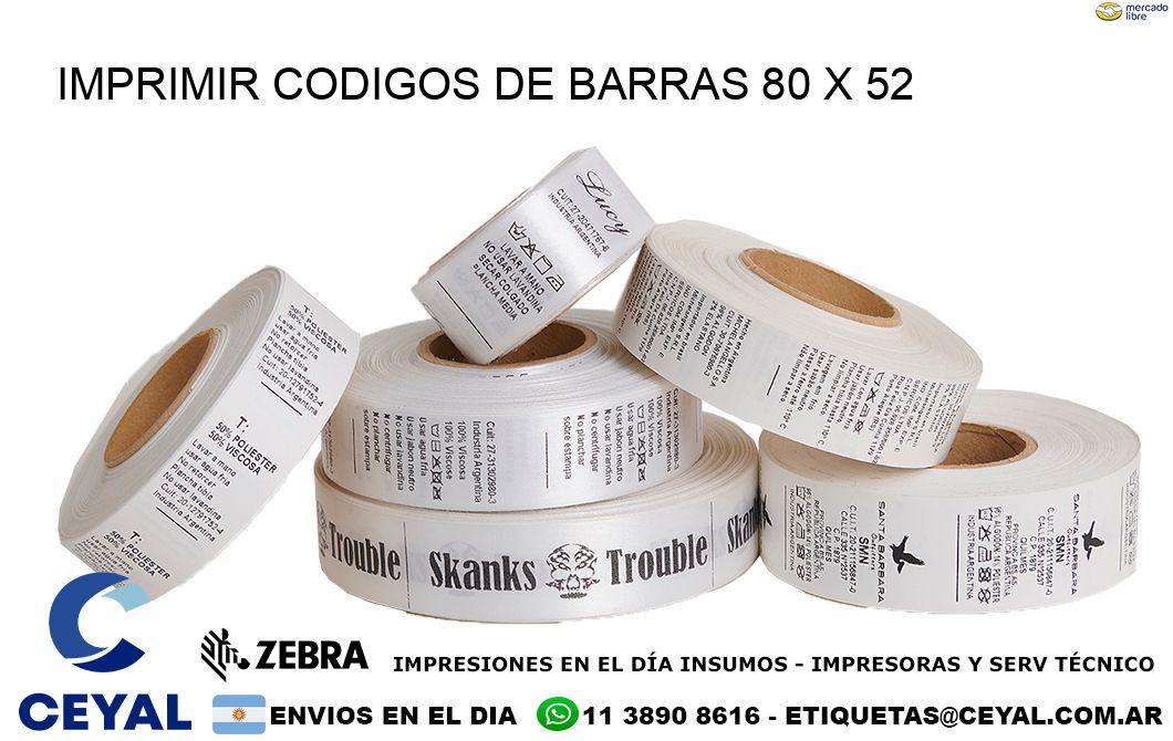 IMPRIMIR CODIGOS DE BARRAS 80 x 52