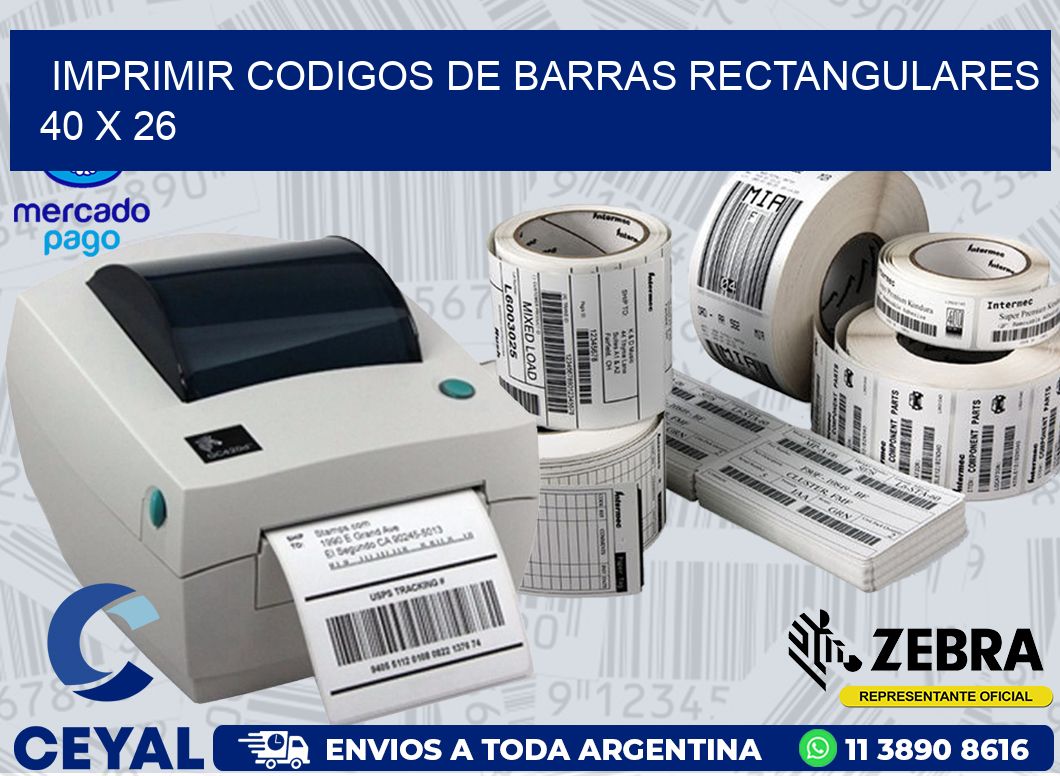 IMPRIMIR CODIGOS DE BARRAS RECTANGULARES 40 x 26