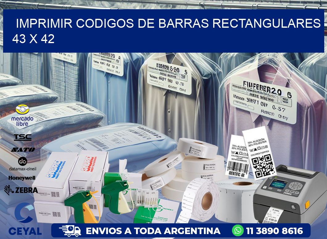 IMPRIMIR CODIGOS DE BARRAS RECTANGULARES 43 x 42