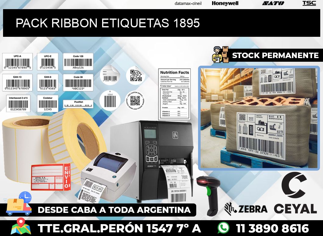 PACK RIBBON ETIQUETAS 1895