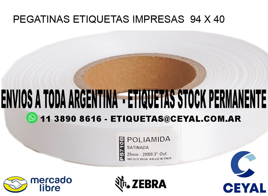 PEGATINAS ETIQUETAS IMPRESAS  94 x 40