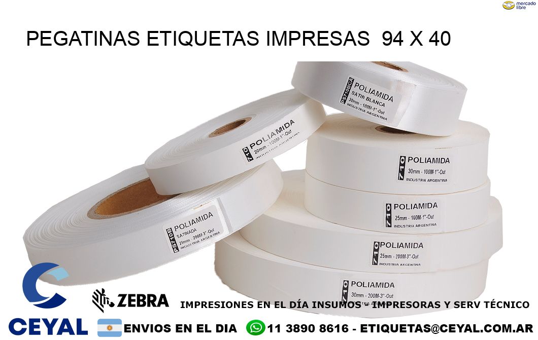 PEGATINAS ETIQUETAS IMPRESAS  94 x 40