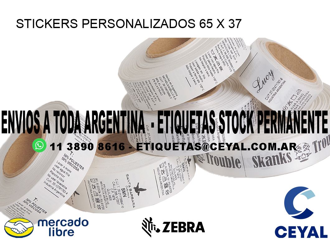 STICKERS PERSONALIZADOS 65 x 37