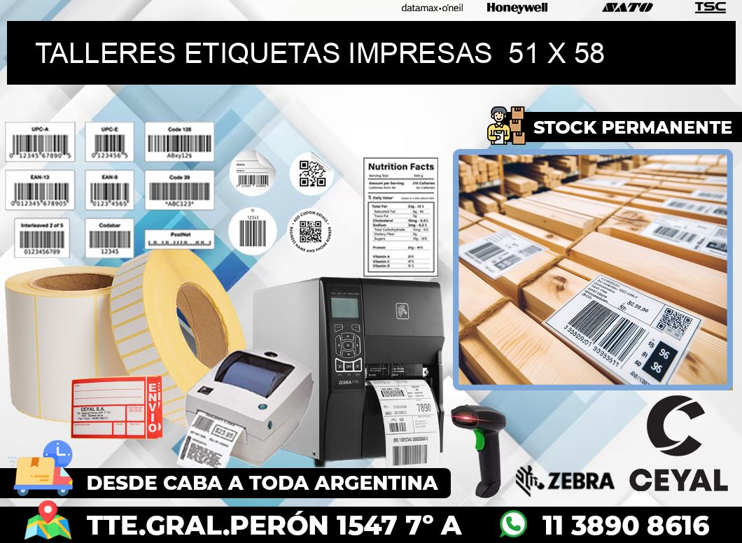 TALLERES ETIQUETAS IMPRESAS  51 x 58