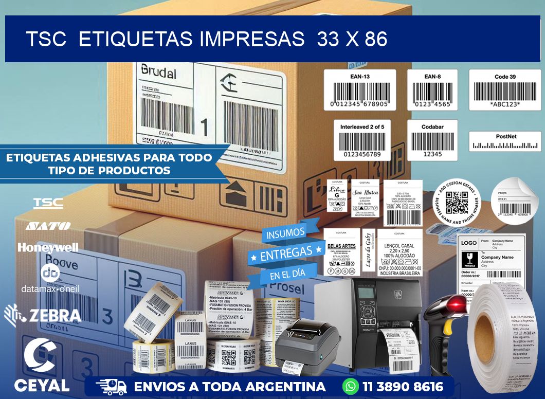 TSC  ETIQUETAS IMPRESAS  33 x 86