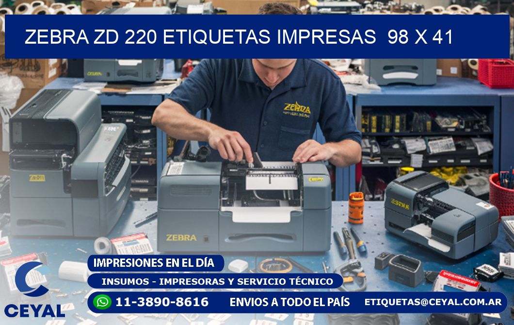 ZEBRA ZD 220 ETIQUETAS IMPRESAS  98 x 41