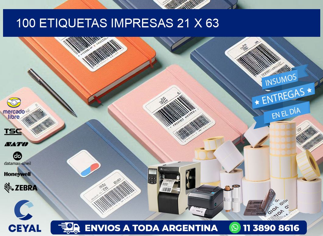 100 ETIQUETAS IMPRESAS 21 x 63