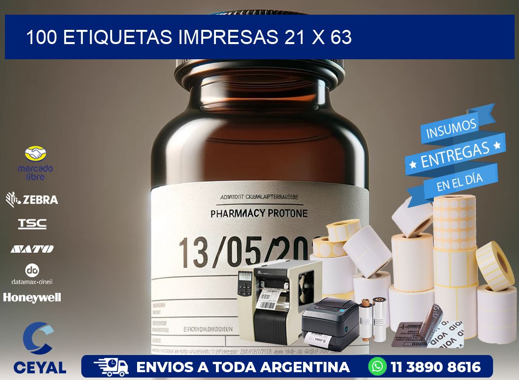 100 ETIQUETAS IMPRESAS 21 x 63