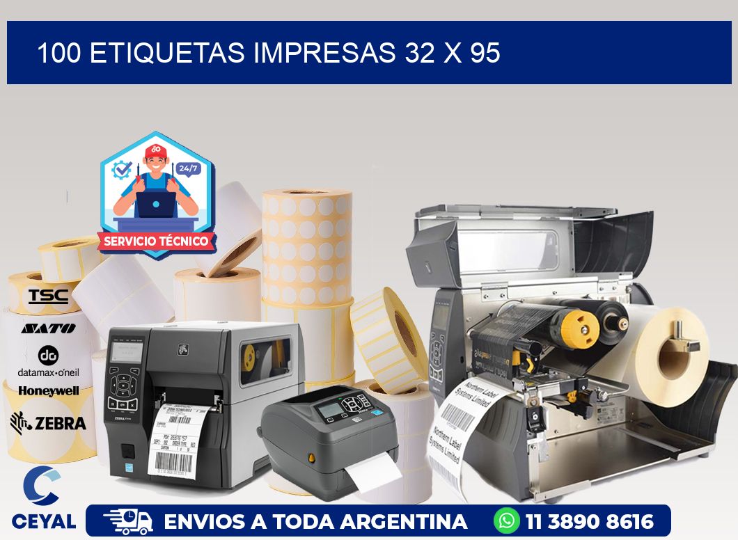 100 ETIQUETAS IMPRESAS 32 x 95