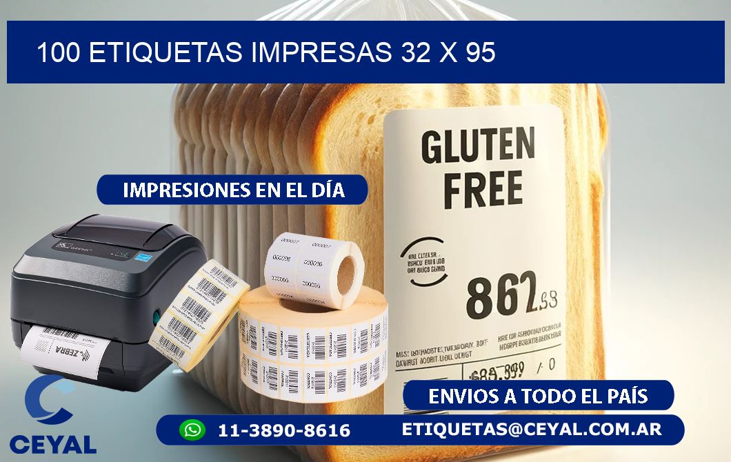 100 ETIQUETAS IMPRESAS 32 x 95