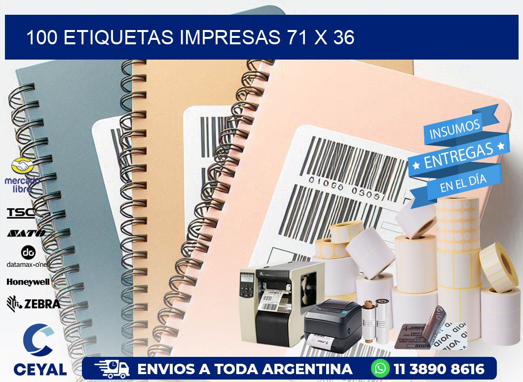 100 ETIQUETAS IMPRESAS 71 x 36