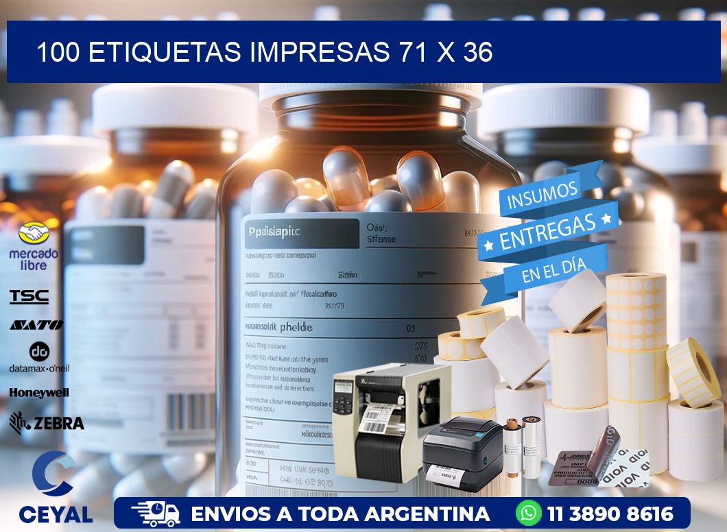 100 ETIQUETAS IMPRESAS 71 x 36