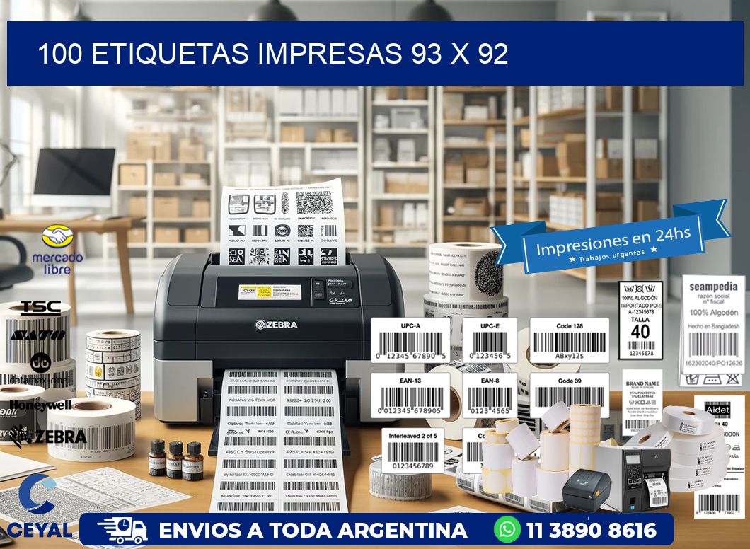 100 ETIQUETAS IMPRESAS 93 x 92