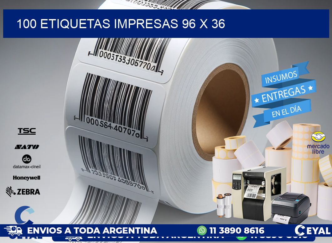 100 ETIQUETAS IMPRESAS 96 x 36