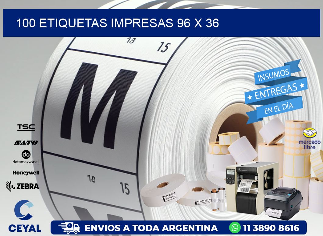 100 ETIQUETAS IMPRESAS 96 x 36