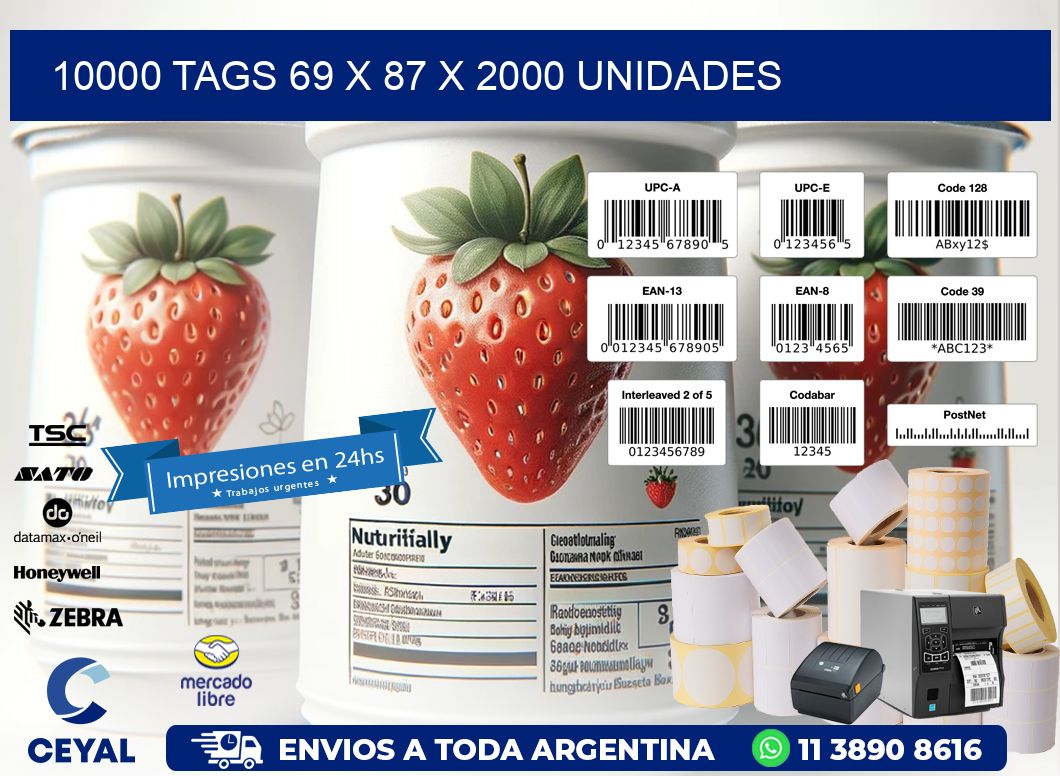 10000 TAGS 69 x 87 X 2000 UNIDADES