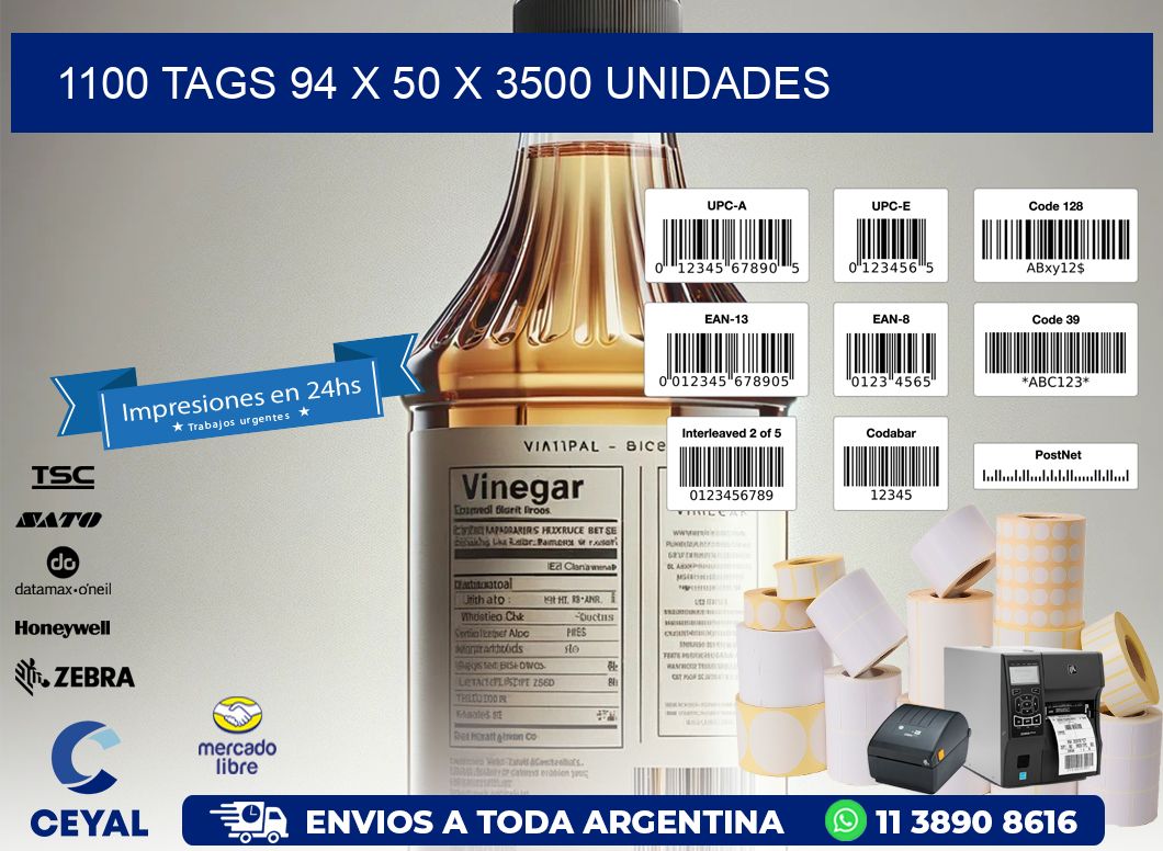 1100 TAGS 94 x 50 X 3500 UNIDADES