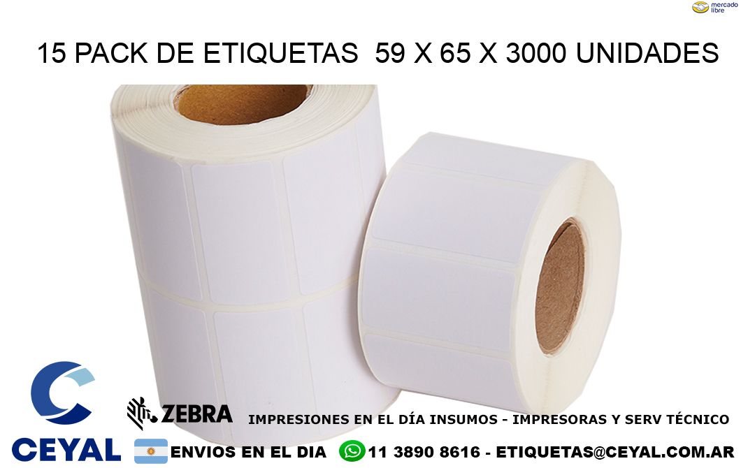 15 PACK DE ETIQUETAS  59 x 65 X 3000 UNIDADES