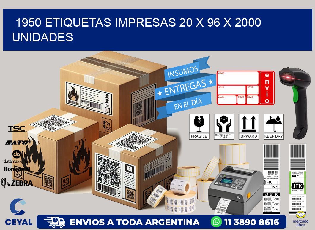 1950 ETIQUETAS IMPRESAS 20 x 96 X 2000 UNIDADES