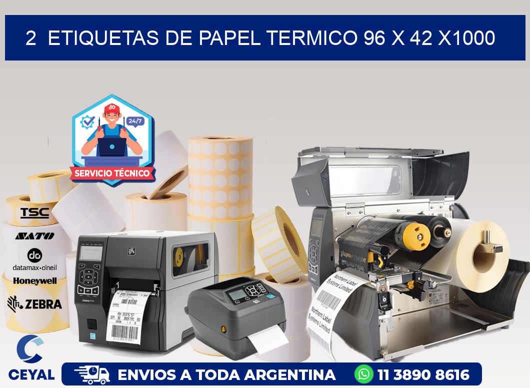 2  ETIQUETAS DE PAPEL TERMICO 96 x 42 X1000