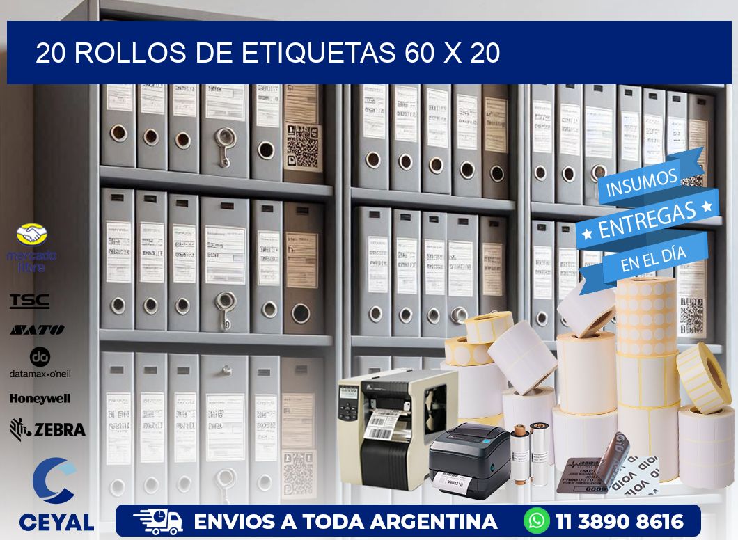 20 ROLLOS DE ETIQUETAS 60 x 20