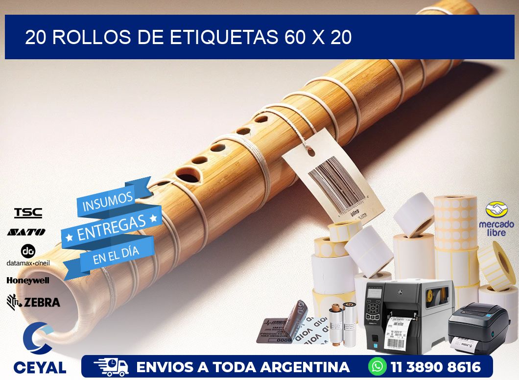 20 ROLLOS DE ETIQUETAS 60 x 20