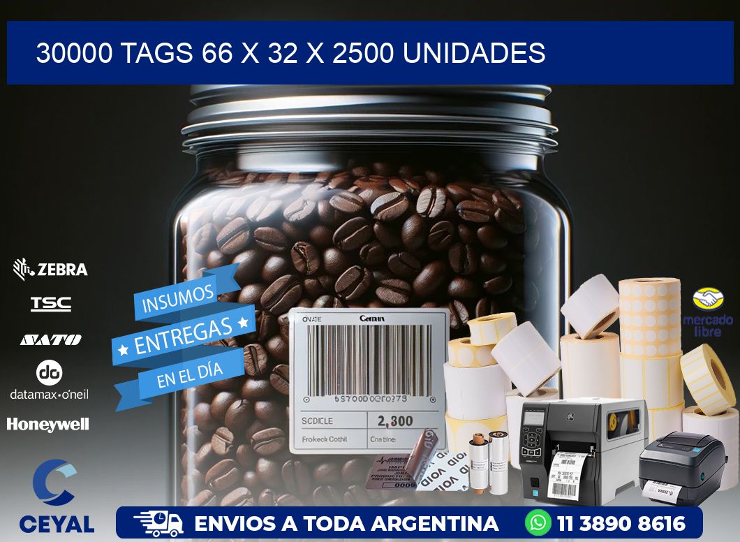 30000 TAGS 66 x 32 X 2500 UNIDADES