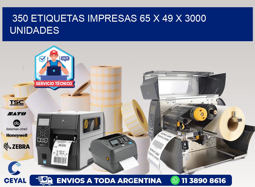 350 ETIQUETAS IMPRESAS 65 x 49 X 3000 UNIDADES