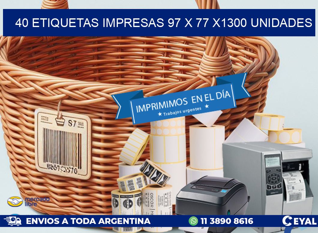 40 ETIQUETAS IMPRESAS 97 x 77 X1300 UNIDADES