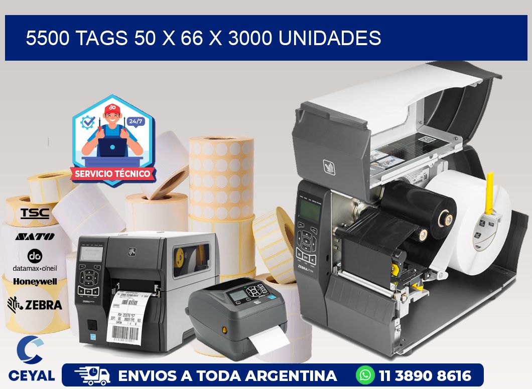 5500 TAGS 50 x 66 X 3000 UNIDADES