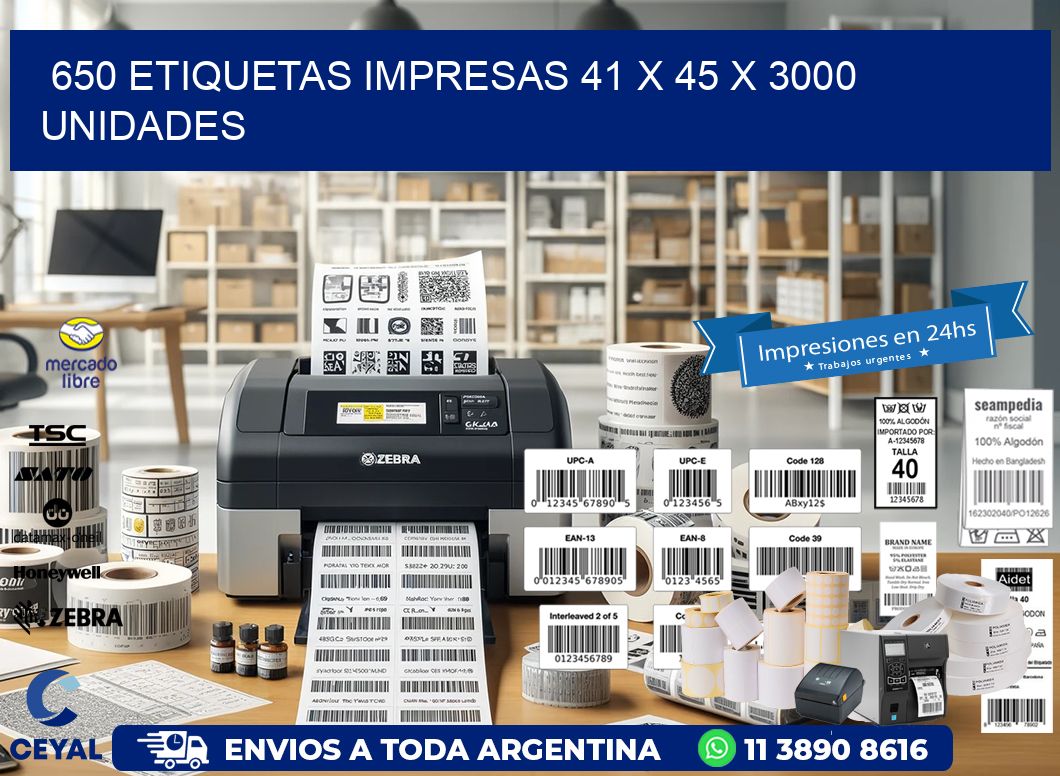 650 ETIQUETAS IMPRESAS 41 x 45 X 3000 UNIDADES