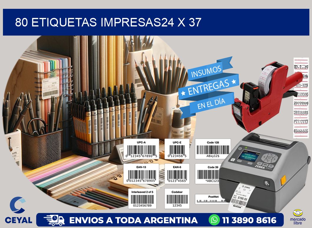 80 ETIQUETAS IMPRESAS24 x 37