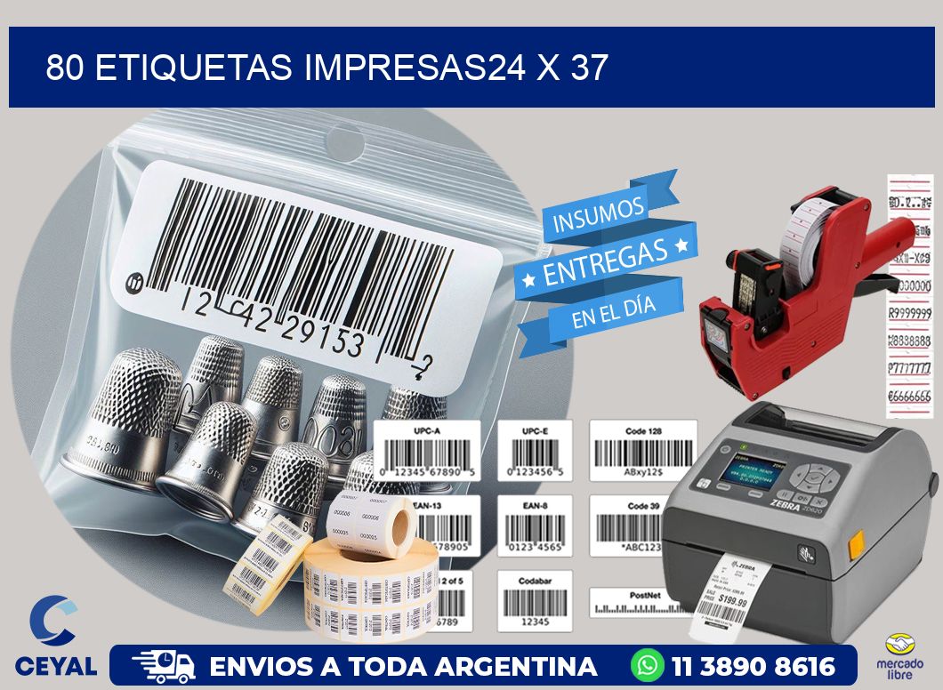 80 ETIQUETAS IMPRESAS24 x 37