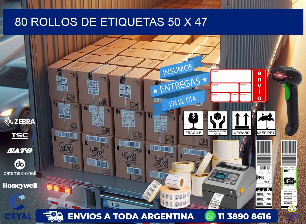 80 ROLLOS DE ETIQUETAS 50 x 47