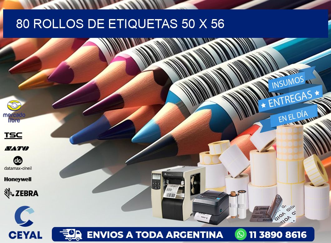 80 ROLLOS DE ETIQUETAS 50 x 56