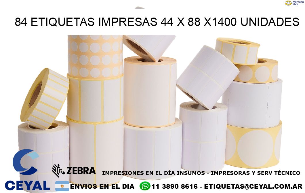 84 ETIQUETAS IMPRESAS 44 x 88 X1400 UNIDADES