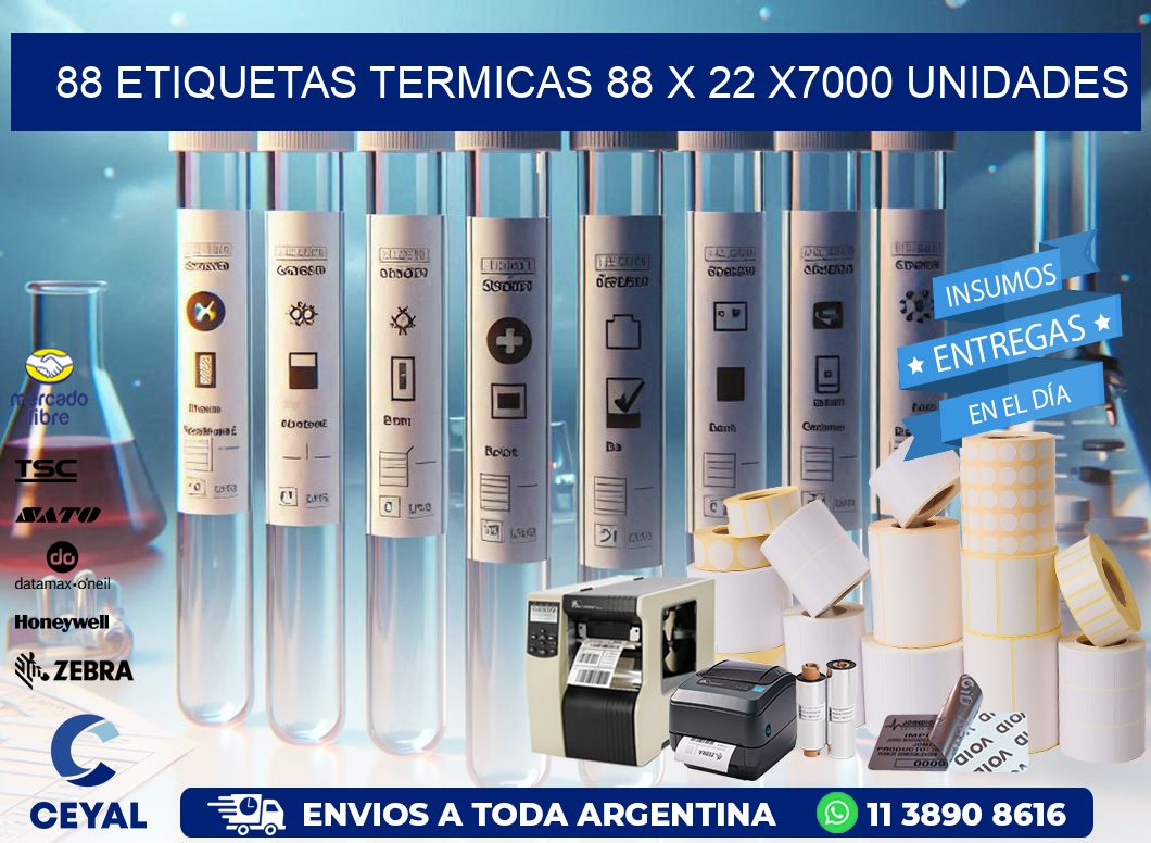 88 ETIQUETAS TERMICAS 88 x 22 X7000 UNIDADES